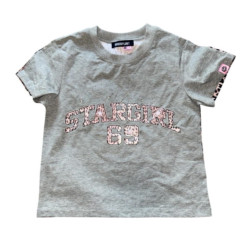 Gray 'Stargirl' Graphic Tee with Pink Accents